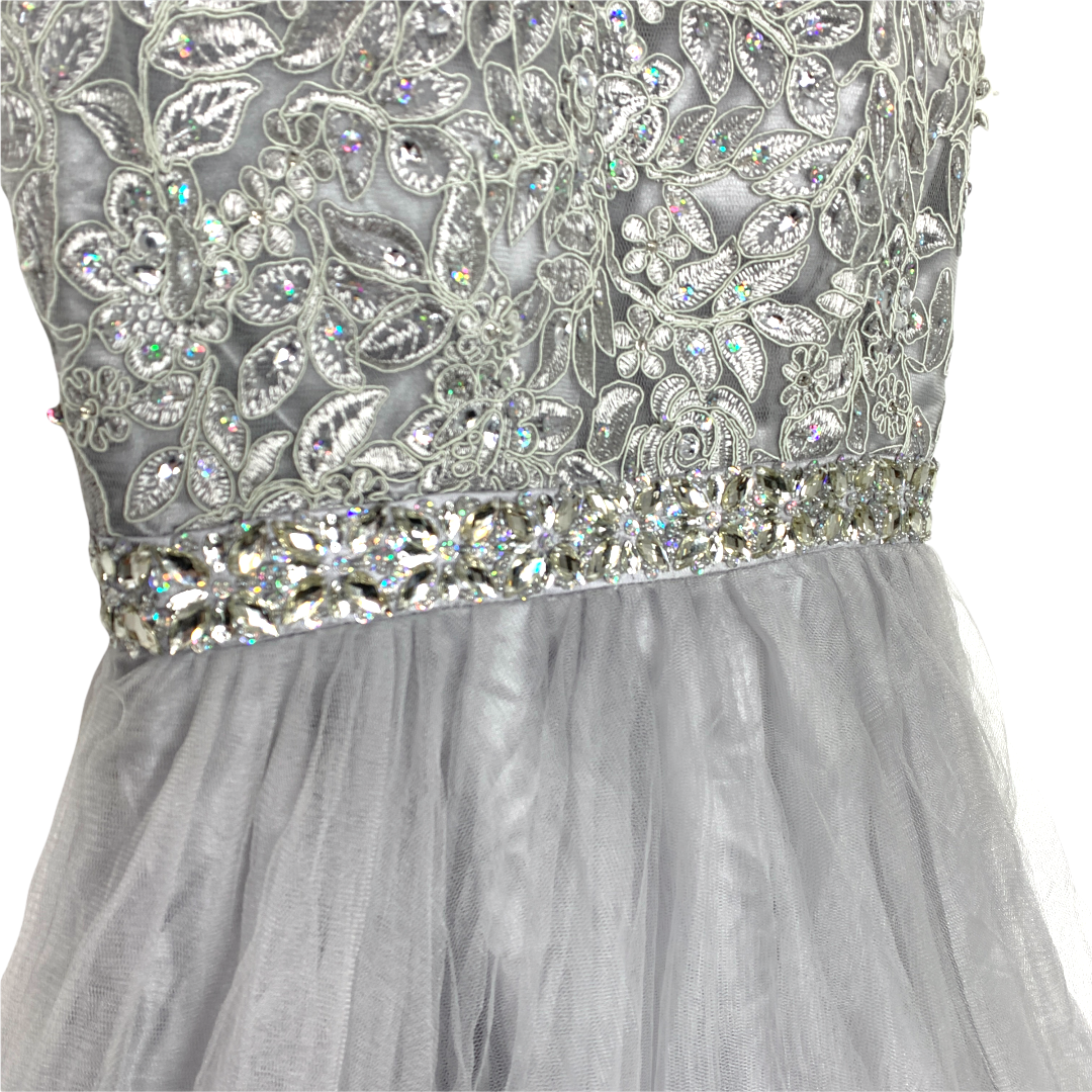 Fairycore Silver Formal Dress Empire Waist
